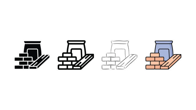 Construction materials supply icon evolution set editable vector
