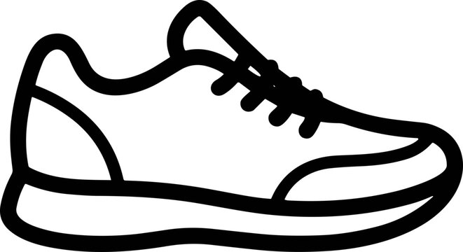 Simple Line Art Sneaker Icon - Minimalist Sport Shoe Vector Graphic