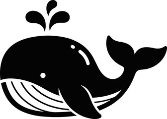 Black whale silhouette spouting water, simple vector illustration © mbaknia