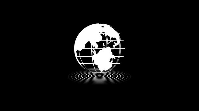 Digital world breaking news Studio Background for news report and breaking news on world live report.Globe planet earth rotating on black background.World map animation.4k animation of rotating earth