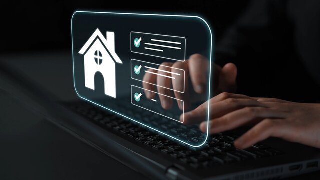 Virtual Home Inspection Process with Digital Checklists and Online House Evaluation in Modern Technology Concept Gluon.