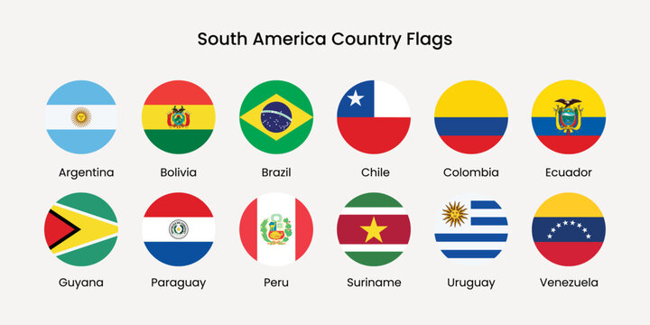South America flags collection vector elements