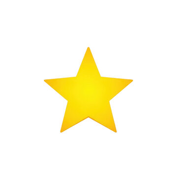 Golden five pointed star shape illustration with achievement, isolated