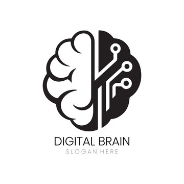 Digital Brain Logo Artificial Intelligence Design for Creative Tech Digital Brain Logo