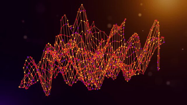Dynamic Switzerland map reveal animation formed by connected neural network lines and colorful nodes over a purple orange bokeh background, symbolizing AI, data, and digital transformation.