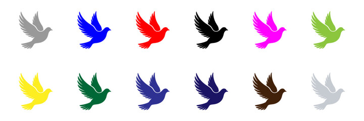 Fototapeta premium Multicolor flying dove logos