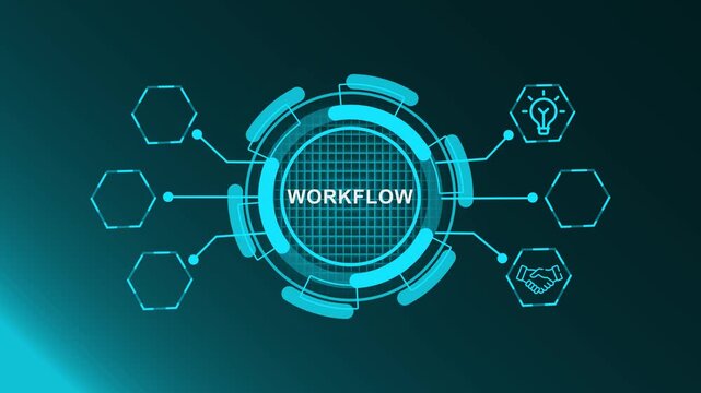 related to workflow, processing, operation. Outline icon collection. Editable stroke. Vector illustration.