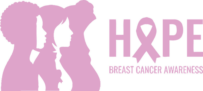 Breast cancer awareness symbol with hope ribbon