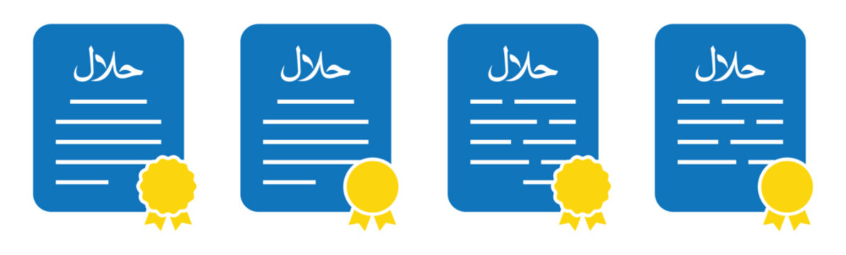 Halal text certificate document file icon illustration