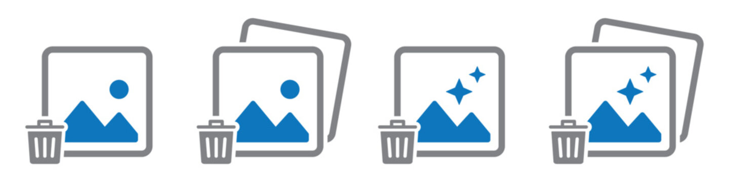 Delete image picture set icon illustration