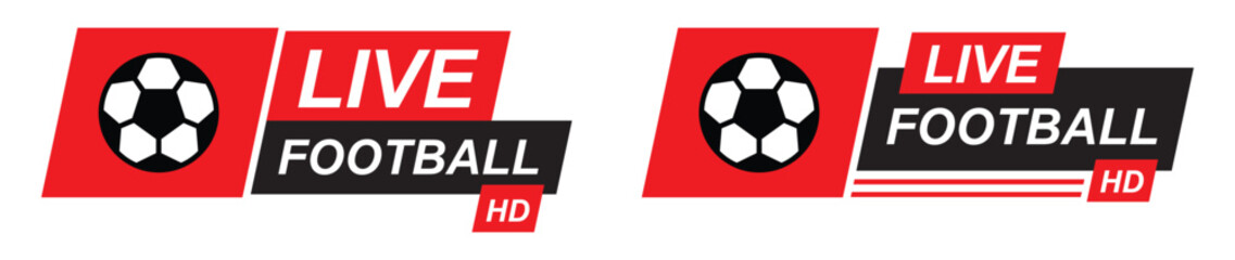 Naklejka premium Live football label stamp set icon illustration