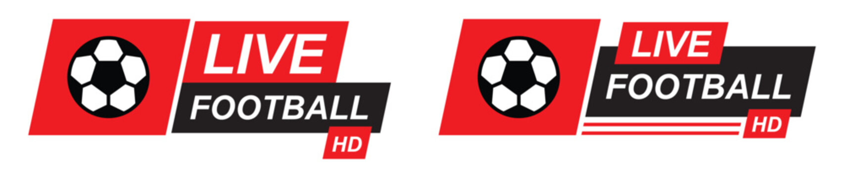 Live football label stamp set icon illustration