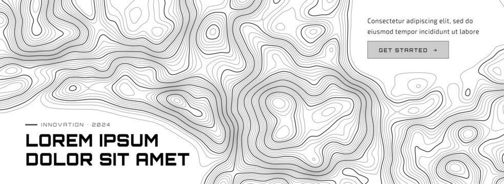 Pattern map line layer digital ocean topography with sea contour. Topographic compass mountain nautical abstract europe topograph. Wave 3d for stock illustration.