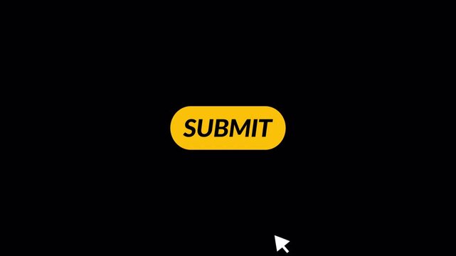 Submit button animation with mouse cursor with alpha channel in 4k, submit icon animation on transparent background,