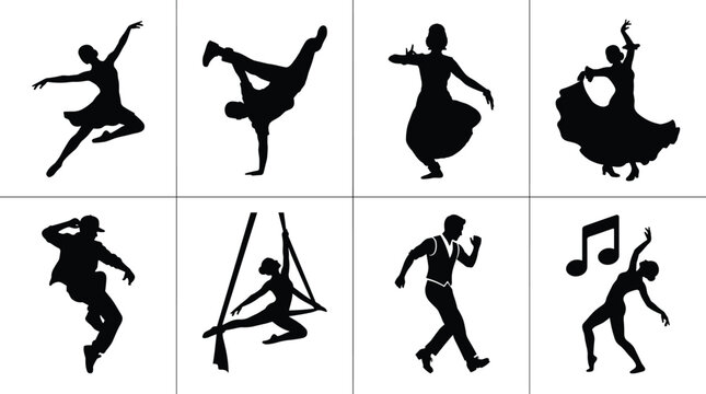 Dance Performance Silhouette Collection Featuring Ballet Hip Hop and Contemporary Dancers