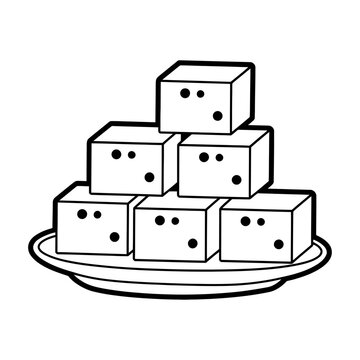 Simple sugar cubes on a plate vector for food and beverage design concepts