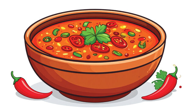Delicious spicy tomato soup bowl.