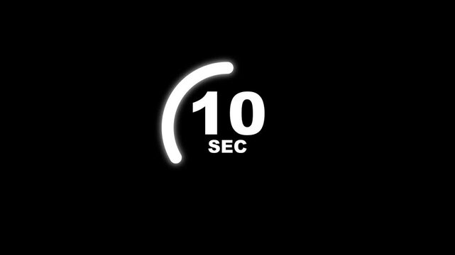 Animated countdown from 15 seconds on a transparent background Animated circle shaped stylish smooth tailed line indicator. Neon and shady nightlife concept 4k video.