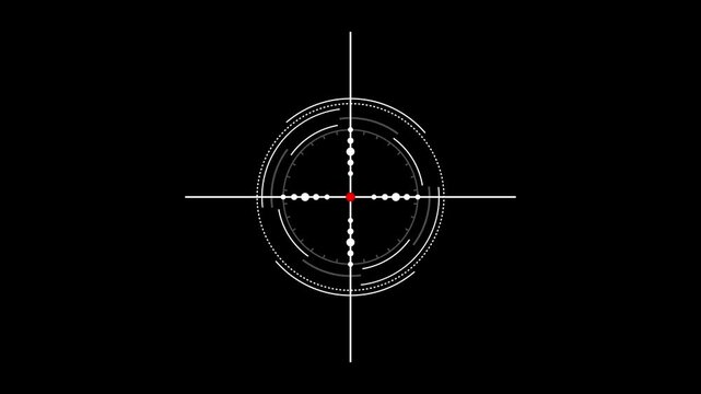 White cross hair symbol for tactical aim and focus. Digital white cross hair animation for interface.Aiming System Targeting Reticule Cross hair Vector Graphic Illustration 4k video animation.