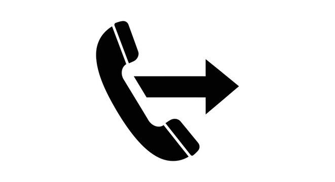 Telephone handset with outgoing arrow black silhouette phone receiver telecom