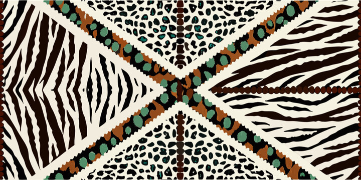 Animal print pattern combining zebra leopard and snakeskin motifs