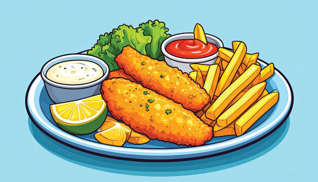 Fish and Chips on a Plate.