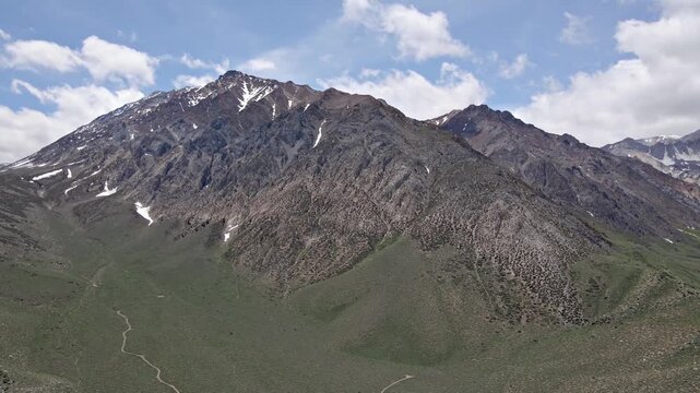 Aerial shot of some the mountains on the west side of the Sierra Nevada Mountains near Mammoth Lakes California