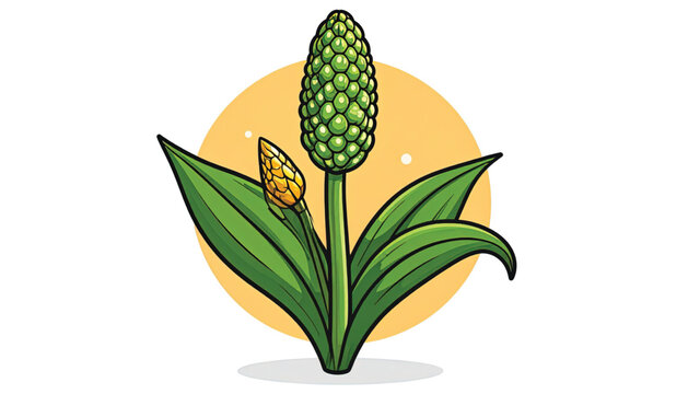 Green plant with large leaves sprouting.