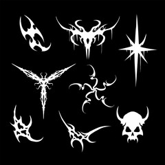 Fototapeta premium dark tribal design with sharp gothic shapes and abstract silhouette elements for streetwear and graphic apparel
