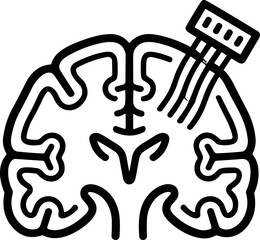 Fototapeta premium Brain chip implant icon, neuroscience, technology, innovation, medical, cybernetics, human mind, future
