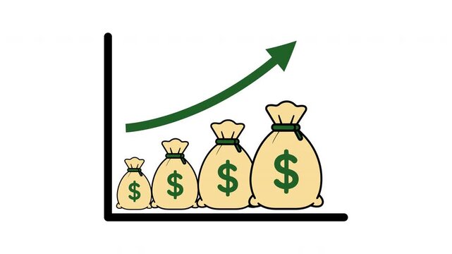 Animated Money Bag Growth Chart Transparent Background