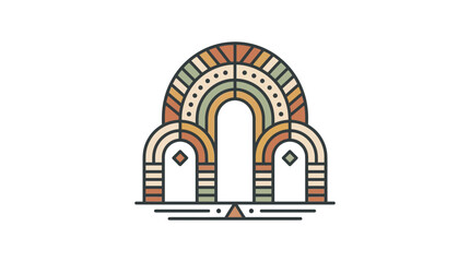 Fototapeta premium Geometric Archway Illustration with Earth Tones and Tribal Patterns