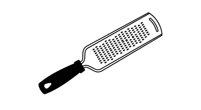 Black and White Vector Illustration of a Kitchen Grater