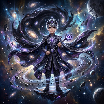 Mystical Black Hole Prince Character with Galactic Power