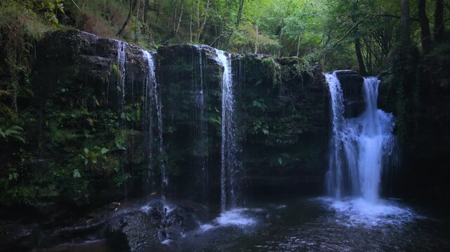 Landscape along a river near San Pedro del Romeral. Pas-Miera region. Pasiegos Valleys. Cantabria. Spain. Europe