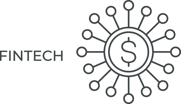 Fintech network vector illustration with dollar sign, digital connections, modern finance, and technology‑driven economy design