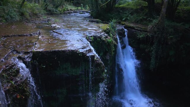 Landscape along a river near San Pedro del Romeral. Pas-Miera region. Pasiegos Valleys. Cantabria. Spain. Europe