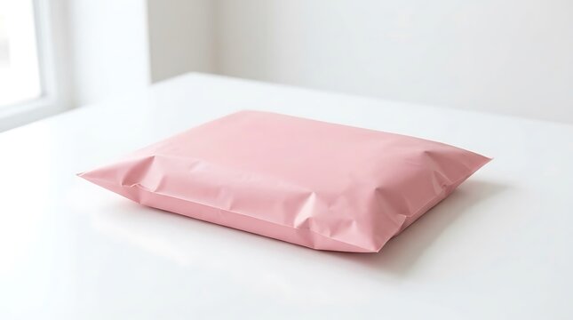 Blank pink ecommerce shipping poly mailer bag mockup