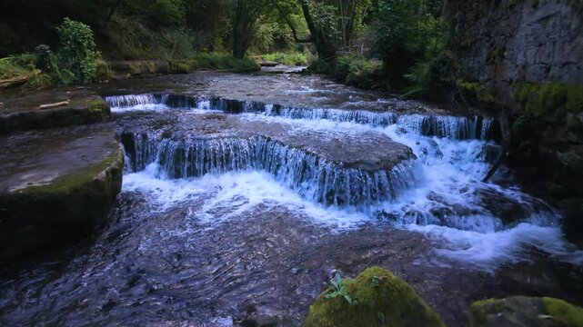 Landscape along a river near San Pedro del Romeral. Pas-Miera region. Pasiegos Valleys. Cantabria. Spain. Europe