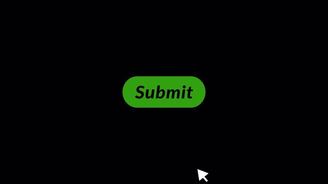 Submit button animation with mouse cursor with alpha channel in 4k, submit icon animation on transparent background,
