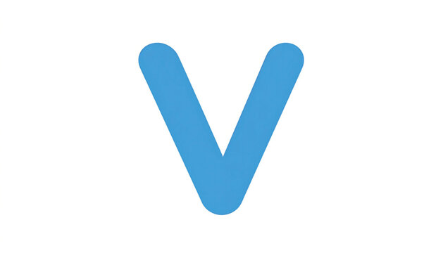 Large Blue Letter V Symbol.