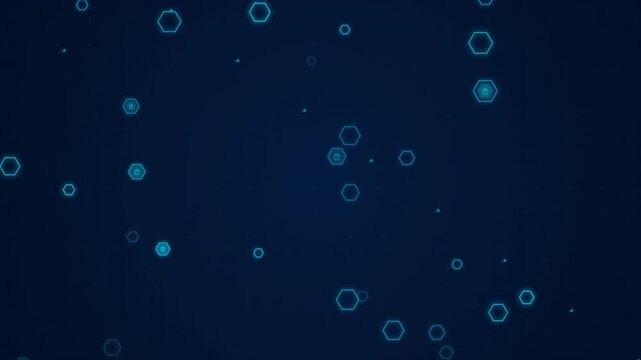 Digital Blue Network Animation Featuring Software Hack Concept and Secure Lock Icons
