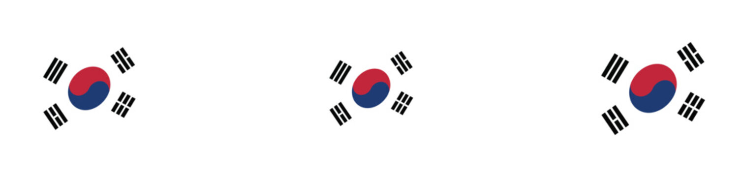South korean flag variations on white background