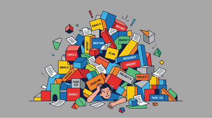 Naklejka premium Toys Pile Messy Colorful Blocks.