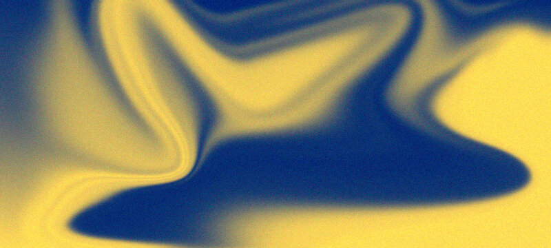 Vibrant blue and yellow liquid swirl with grainy texture and dynamic wave patterns showing abstract color mixing for bold creative designs and modern artistic background installations