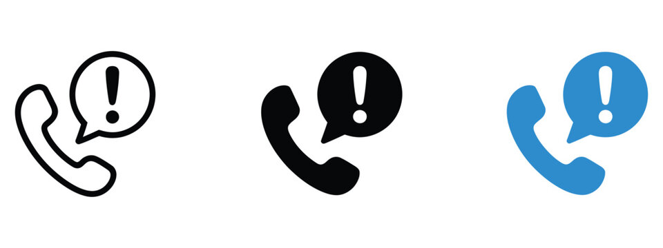 Emergency Call Icon Featuring Phone Alert Symbol for Customer Service, Emergency Assistance, Critical Notifications, Help Desk, and Contact Support, vector design
