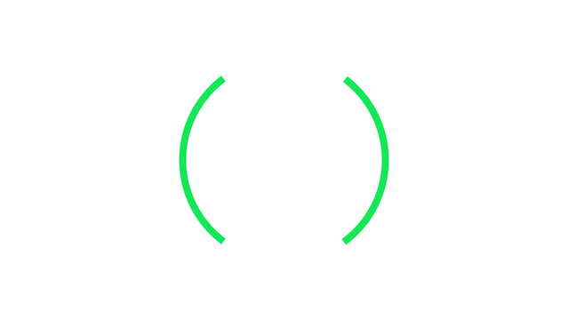 Green bracket arcs forming parenthesis shape on white background