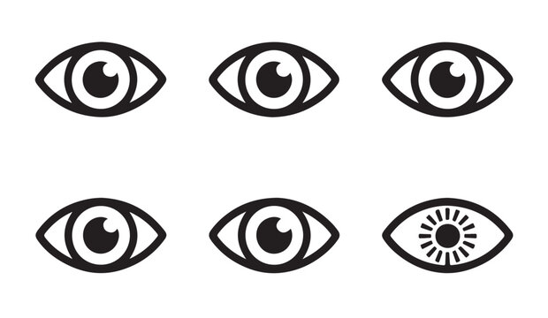 Simple eye icons. clean, modern, and detailed eye designs. isolated vector illustration.