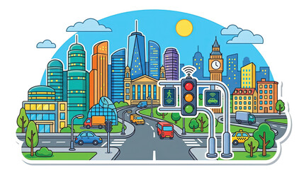 Fototapeta premium City Street with Traffic Lights.