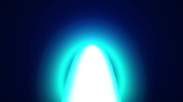 Abstract neon cyan and white glowing light beam dome loop animation background